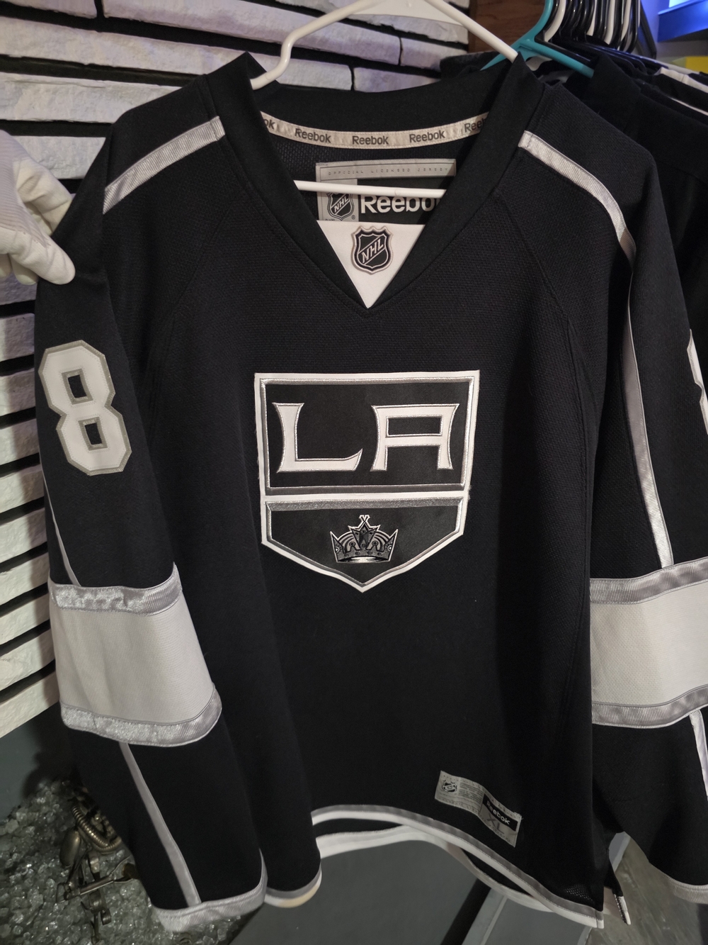 Reebok Los Angeles Kings Drew Doughty 8 Black Hockey Jersey Men’s XL